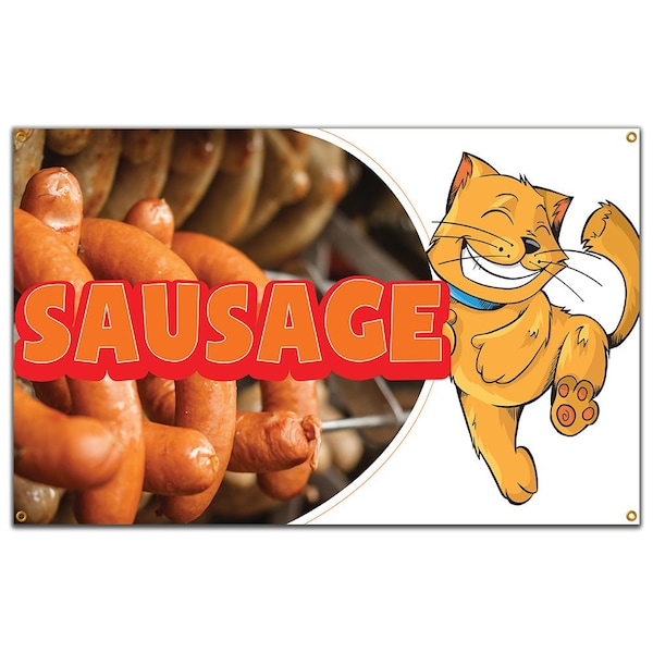Sausage Banner Heavy Duty 13 Oz Vinyl with Grommets Single Sided